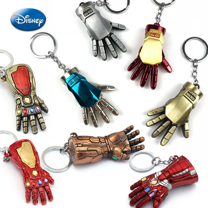 LLavero de Marvel Iron Man de Los Vengadores 4: Endgame, Guantelete del Infinito, llavero con anilla para llaves, accesorios de adorno, juguetes para niños, regalos