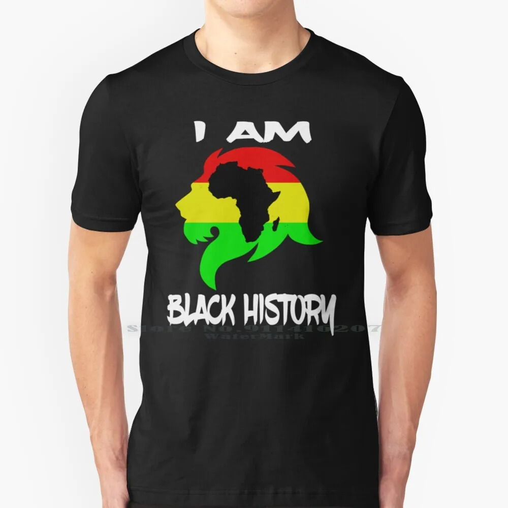 I Am Black History Month African American Lion T Shirt 100% Puro Cotone Black History Month Luther King Jr Day Malcom X Black