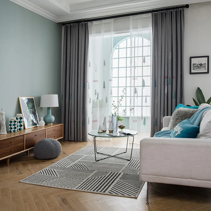 Nordic Blackout Christmas Curtains For Bedroom Christmas Tree