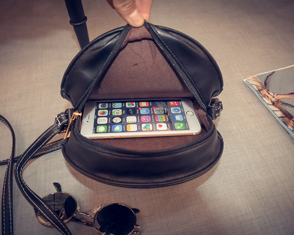 

2016 Korean-style New Style PU Leather Sunflower Pattern Circle Shoulder Bag Fashion WOMEN'S Bag