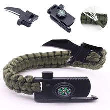 Pulseira trançada masculina multi-função paracord survival bracelet acampamento ao ar livre resgate emergência corda pulseiras para mulher(China)