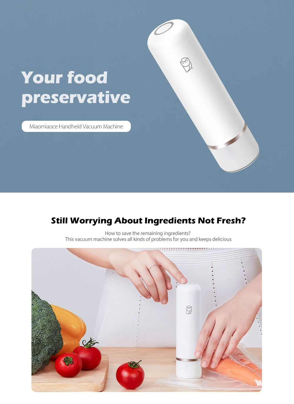 Miaomiaoce Household USB Rechargeable Handheld Vacuum Machine from Xiaomi youpin