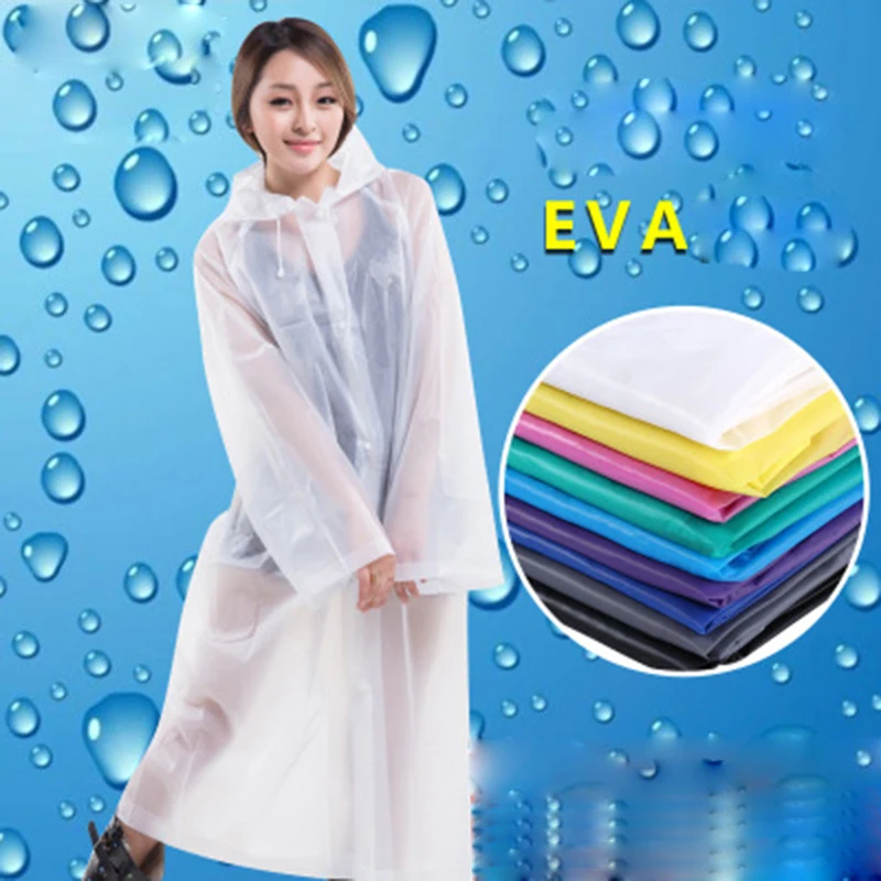 

2020 fashion adult men and women thickened EVA raincoat lightweight raincoat outdoor travel raincoat hooded one-piece poncho sui