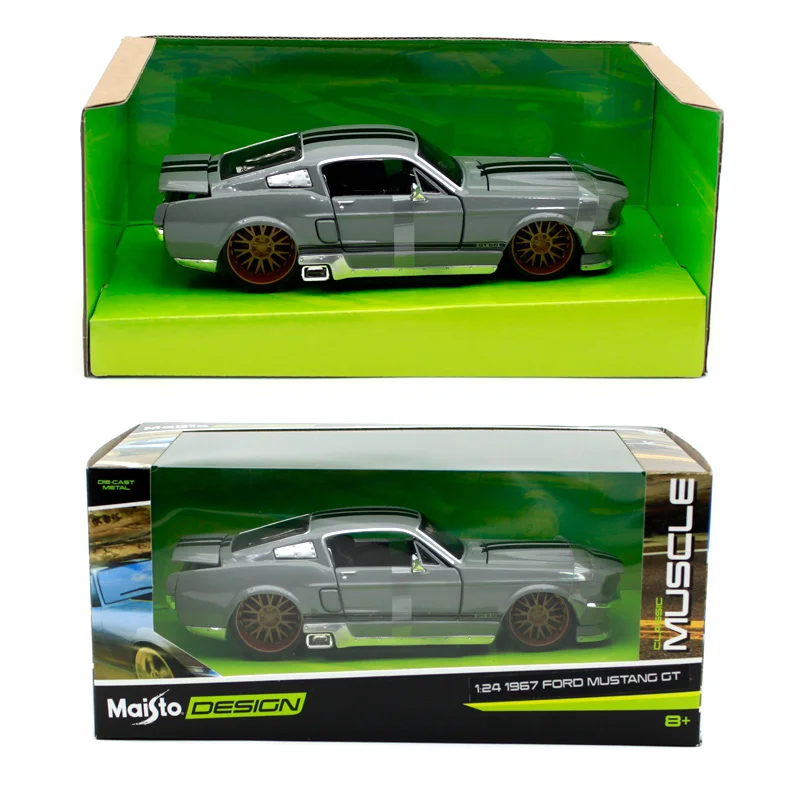 Модель автомобиля Maisto 1:24 1967 Ford Mustang GT серая и желтая литая модель игрушечная новая