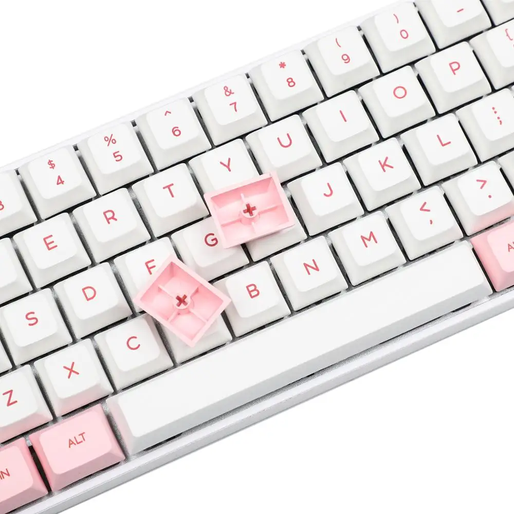 MX 스위치용 PBT 키캡, 64 ANSI 염료, 서브 핑크, 화이트, 그레이, 화이트, 64 키보드, GK64, GK64x, GK64xs, DZ60, 키캡 전용