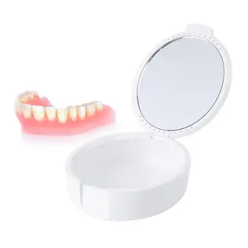 

Dental Retainer Case Hinged Lid Snaps Mouth Guard Case Orthodontic Retainer Box Denture Storage Container with Vent Holes
