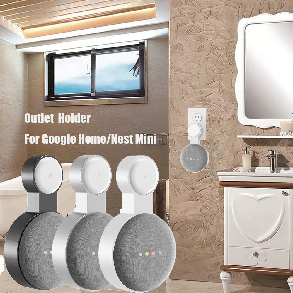 Outlet Wall Mount Holder for Google Home Mini (1st Gen) Google Nest Mini (2st Gen) Cord Management for Google Mini Smart Speaker afbeelding