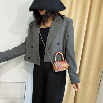 

Fashion Exquisite Shopping Bag Snake Print Women Shoulder Tote Bags PU Chain Serpentine Mini Messenger Handbags