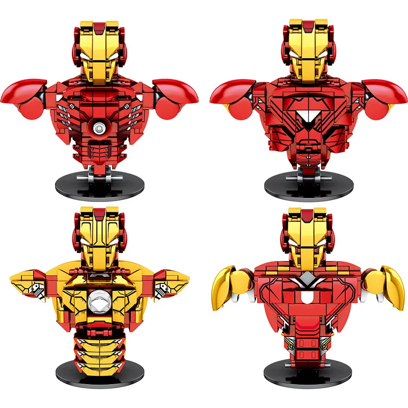 

Toys For Children Machine Armour Head Carving Ornament Model Kits Boys Diy Educational Assembled Building Block Bricks Kids T06