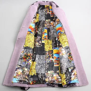 

2020 Women's Fur Sheep Shearling 100% Wool Autumn Winter Coat Women Print Korean Jackets Manteau Femme MY4212