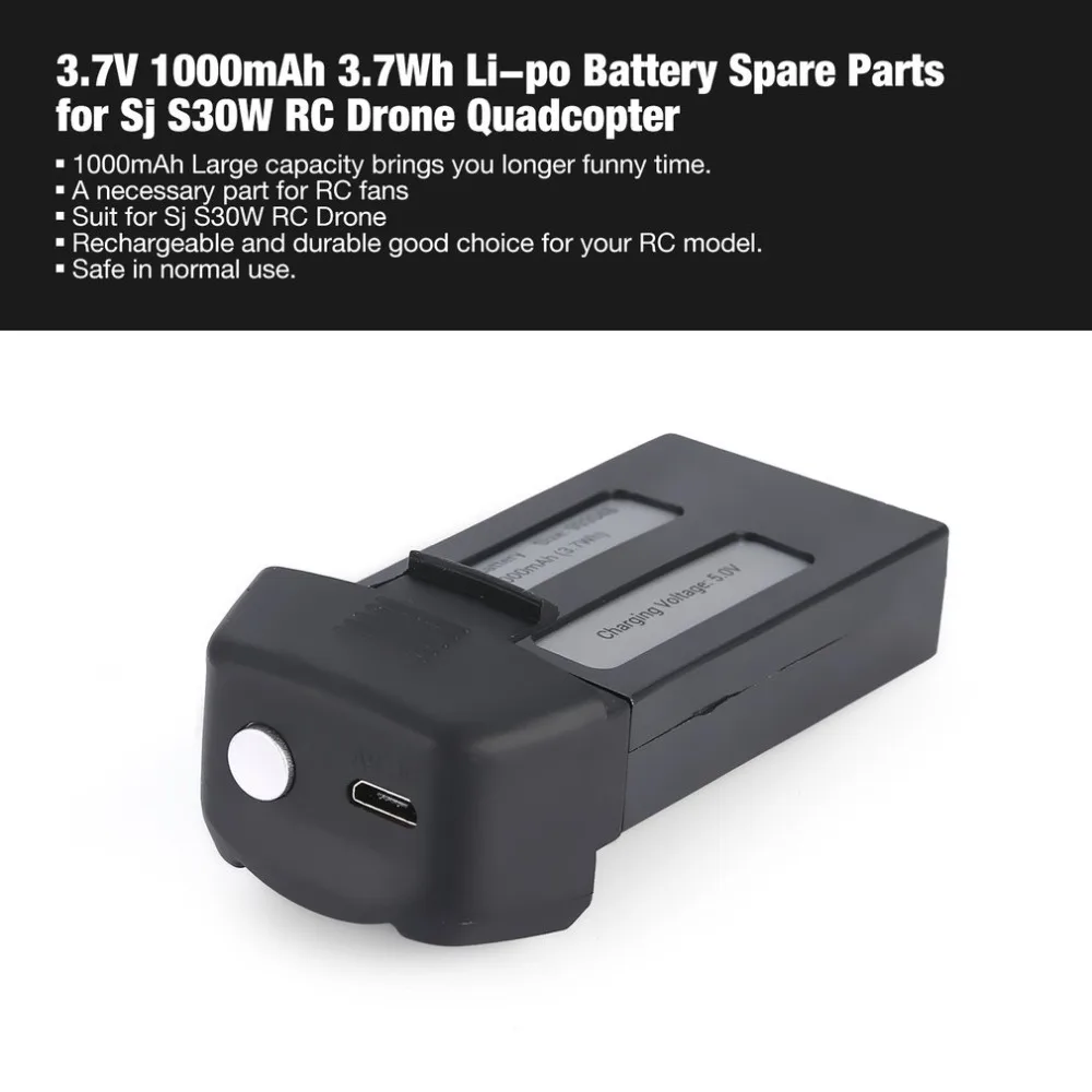 

3.7V 1000mAh 3.7Wh Li-po Rechargeable Battery Spare Parts Accessories for Sj S30W RC Drone Quadcopter Aircraft UAV fi