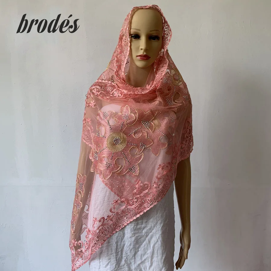 Африканские женские вышитые шали шарф, мусульманский женский цветочный шарф, многофункциональный шарф - Цвет: CL083-4