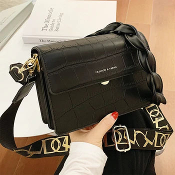 

Fashion Woven Design Squrae Crossbody Bags For Women Crocodile Pattern Women Shoulder Bag Casual Solid Color Women Messenger Bag