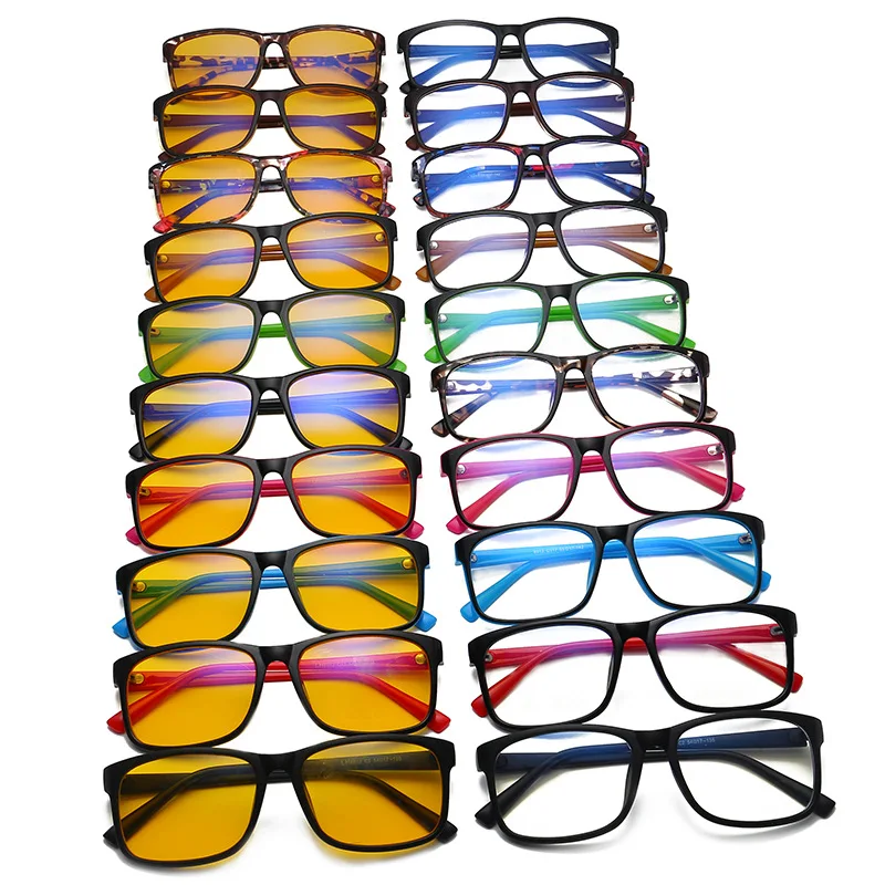 Elbru квадратные очки оправы для мужчин и женщин анти голубой свет компьютерные игровые очки прозрачные желтые линзы ночного видения очки