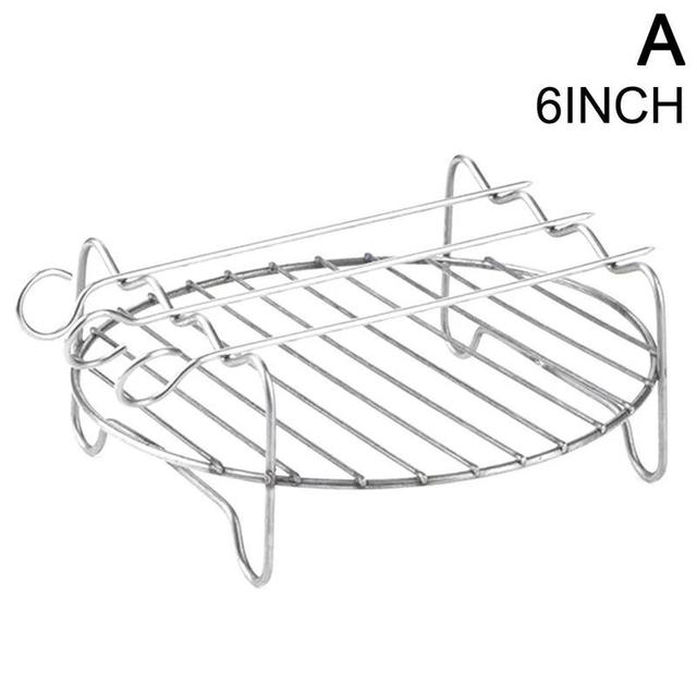 Fryer Rack Skewers Accessories Double Layer Versatile Roasting Grill Tray Home Bbq Replacement Holder Round Baking X3k9