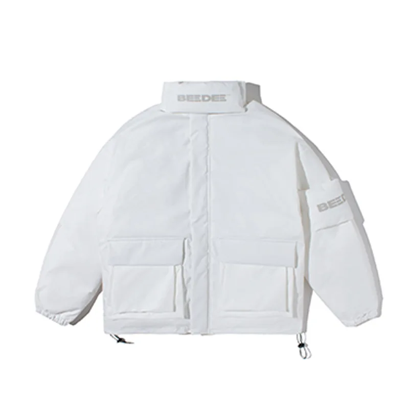 pure white Мужская хлопковая одежда, новинка, Мужская зимняя однотонная брендовая рубашка с капюшоном, теплая куртка в стиле хип-хоп, практичная одежда, пальто - Цвет: pure white