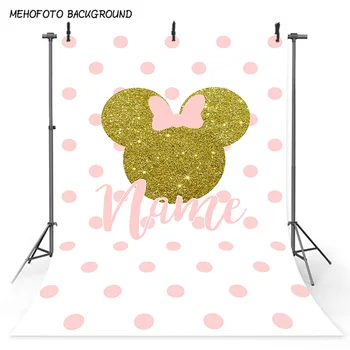 

Vinyl Photography Backdrops Gold head Cartoon Mickey Photo Background Custom Children Birthday Party Backdrop Photocall kids