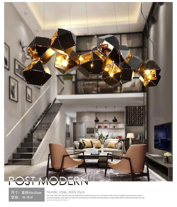 Современный светодиодный светильник-люстра в скандинавском стиле, объёмное украшение Рубика, лампа в американском стиле для гостиной, барная лампа, люстра для спальни