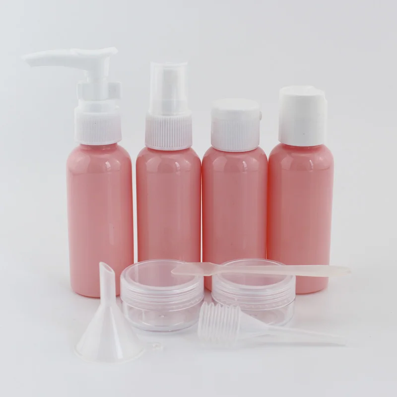 Pink Bottle A Tool 7 шт./компл. 10 шт./компл. портативная, для путешествий, косметическая комплект бутылок персональный уход контейнер для макияжа бутылки самолетом спрей лосьон-крем с дозатором - Цвет: Pink Bottle A Tool