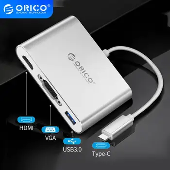 

ORICO Aluminum USB C HUB Type-C to HDMI/VGA/USB3.0/RJ45/SD TF Card Reader PD Charging Adapter For Laptop Macbook Accessories