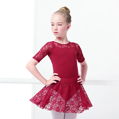 burgundy half sleeve Новое платье для девочек Хлопковое кружевное балетное платье с открытой спиной трико удлиненный полурукав, цвет черный, темно-красный, розовый, лавандовый L XL XXL XXXL 4XL 5XL 6XL - Цвет: burgundy half sleeve
