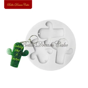 

3D Cactus Keychains Silicone Mold DIY Handmade Pendant Clay Resin Mould Glitter Epoxy Mould Cake Decorating Tools Bakeware