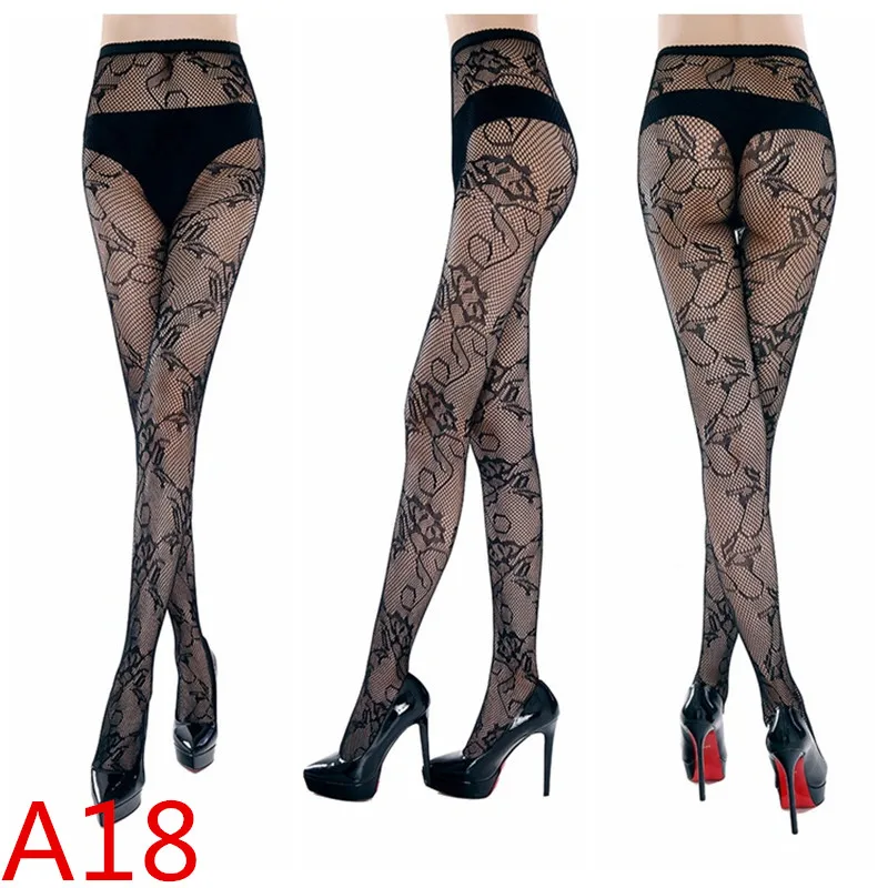 Недорогие черные чулки с вышивкой размера плюс, женское сексуальное дамское белье колготки из жаккардовой ткани, женские колготки 27 стилей - Цвет: A18