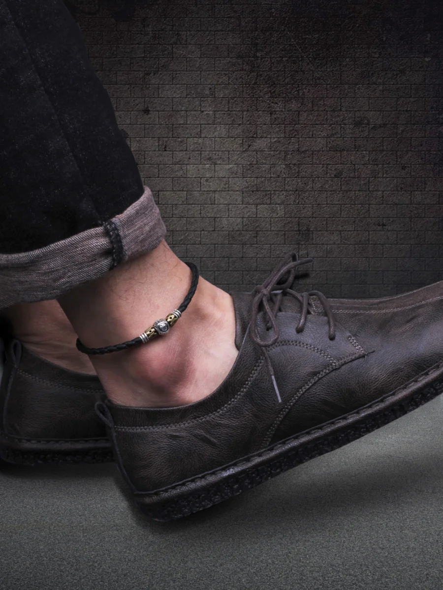 

zq Anklet Men's Cool Personality Twelve Constellation Leather Rope Braided Rope Retro Simple Boys Ankle Chain Free Shipping