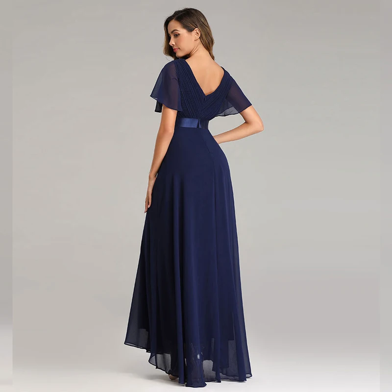 Beauty-Emily, Простые Вечерние платья, элегантное шифоновое Формальное вечернее платье с v-образным вырезом, платье для выпускного вечера, Robe De Soiree