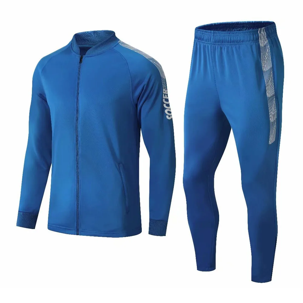 LIDONG детские для взрослых с длинным рукавом комплекты футбольные куртки для бега Штаны детский спортивный костюм мужской футбольный тренировочный костюм униформа - Цвет: Небесно-голубой