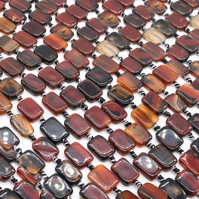 

2strands/lot 21mm Natural brown rectangle Agates smooth stone beads For DIY Necklace Jewelry Making Loose 15" Free Shipping