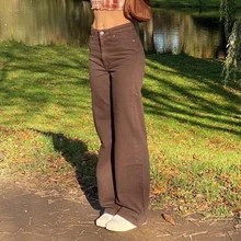 Vintage Baggy Brown Jeans Women Streetwear Loose High Waist Trousers Harajuku Fashion Cotton Denim Sweatpants