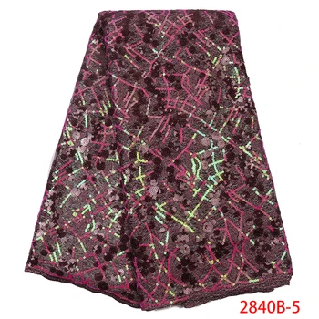 

Nigerian Lace Fabrics Fashion Embroidery Mesh Fabric African Dresses Fabric Sequins Lace Materials For Evening Party GD2840B-5