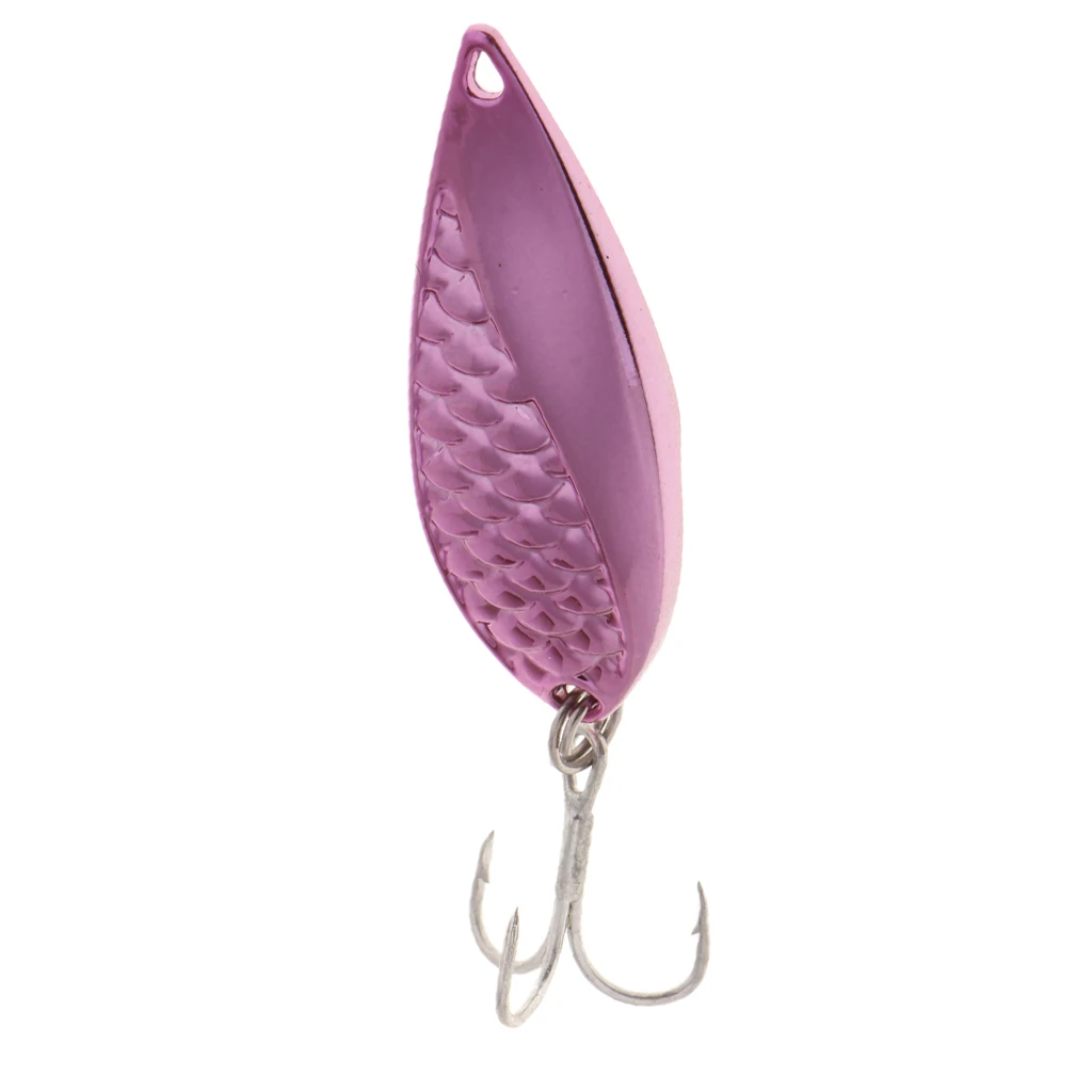 Metal Spoon Lures 25g Spinnerbait Salmon Bass Fishing Lure With Hooks Pink