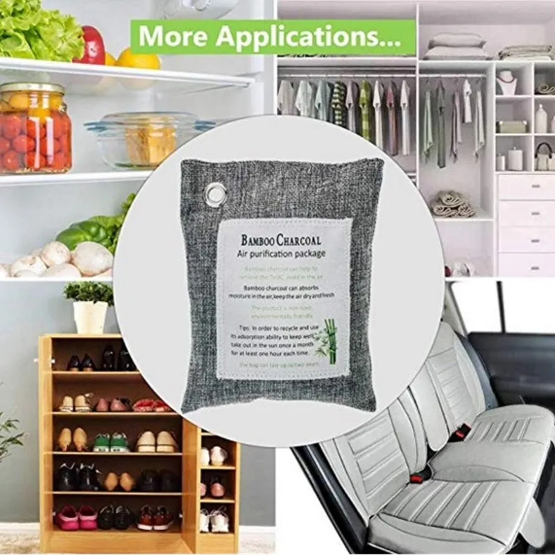 Natural Bamboo Charcoal Air Purifying Bags Activated Charcoal Odor Absorber Moisture Odor Eliminator for Car Closet Shoes