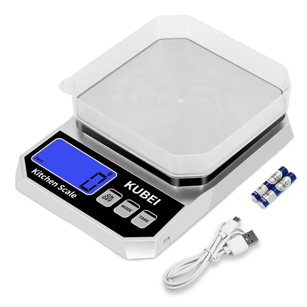 

KUBEI 10kgx1g Digital Kitchen Scale Multifunction Stainless Steel Weighing Food Grams Scale For Baking and Cooking
