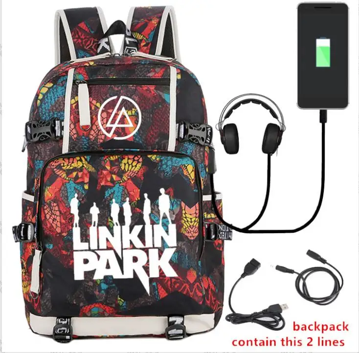 Аниме Linkin Park рюкзак светящийся в светлой печати женский для ноутбука школьные