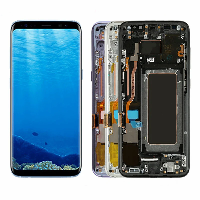 Супер Amoled ЖК-дисплей с рамкой для Samsung Galaxy S8 g950 G950F S8 Plus G955F сенсорный экран дигитайзер дисплей Сервисный пакет