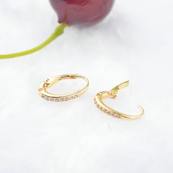 

(17) 4PCS Height 15MM 24K Gold Color Brass with White Zircon Oval Circle Earrings Hooks Diy Accessories Jewelry Findings