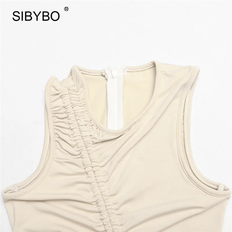 Женское платье с рюшами SIBYBO летнее облегающее без рукавов вечерние платья на