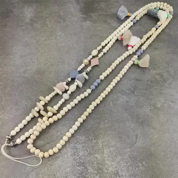 

Grey Rubber Bead Mobile Phone Rope Straps Acrylic Bead Neck Lanyard For Key / Work ID Card Detachable Boho Tassel Chain Jewelry