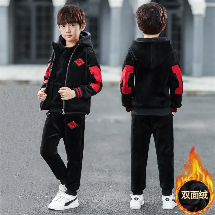 

Children Clothing 2021 Autumn winter boys Clothes vest+Hoodies+Pants Outfit Kids sports Clothes Suit For boy Clothing Sets