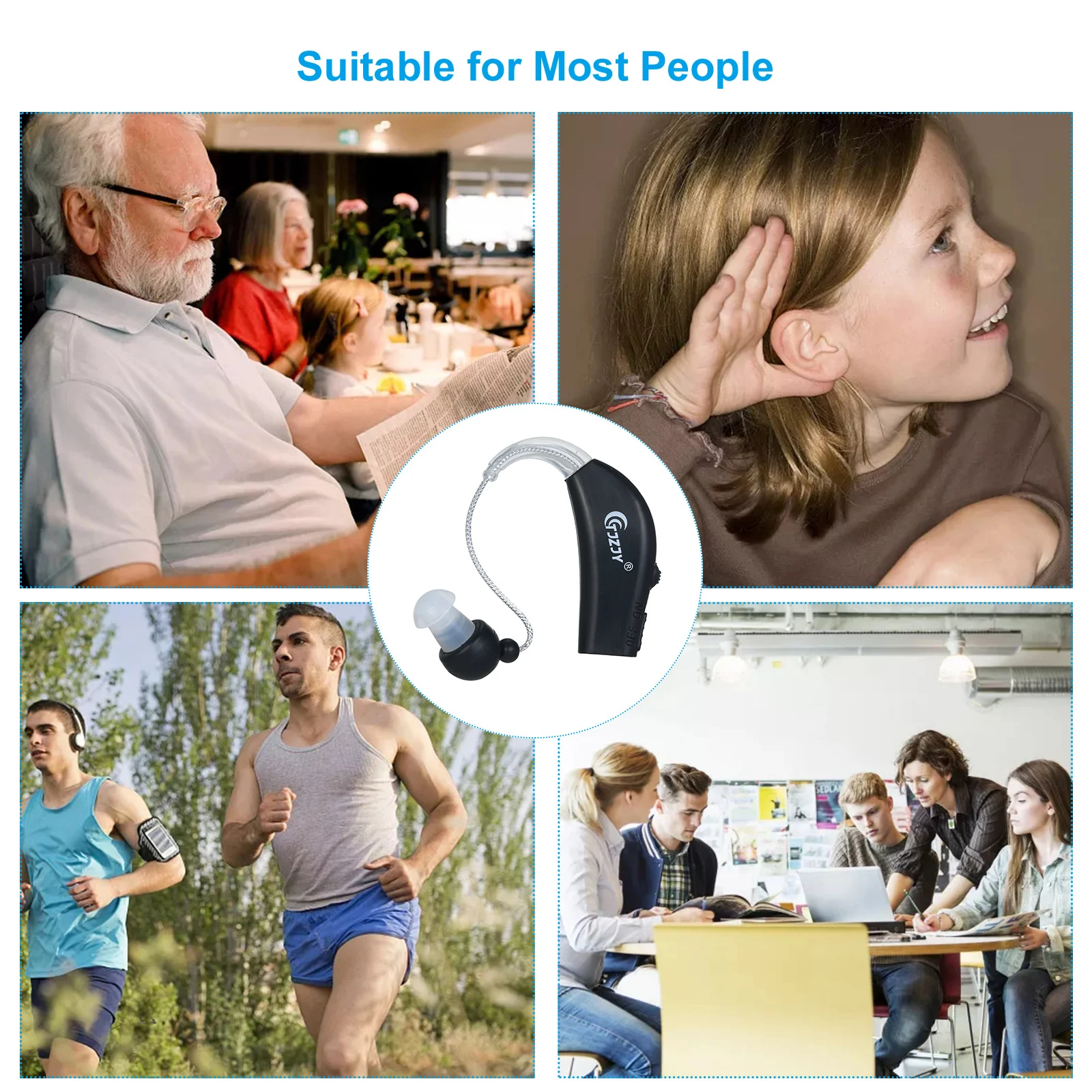 Hearing Aid 2PCS Rechargeable Digital Hearing Amplifiers Wireless Mini Aids for Seniors Sound Amplifier Charging Base