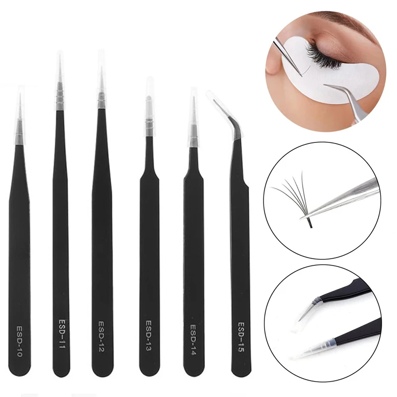Stainless Steel ESD tip Curved Straight Eyebrow Tweezers Anti Acid Nipper Rhinestone Picking Tool False Eyelash Nail Art | Красота и