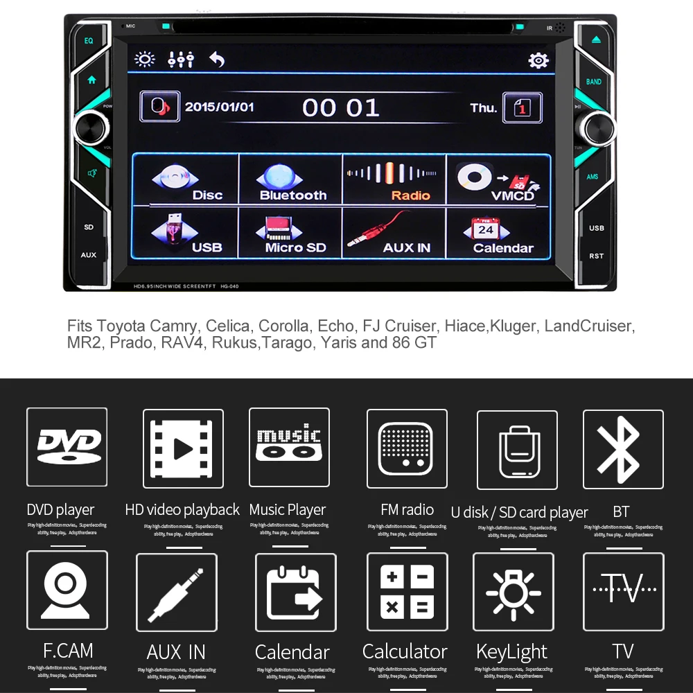 2 Din Автомобильная Радио TF Bluetooth автомобильный DVD мультимедийный плеер для Toyota Corolla Camry MR2 Prado RAV4 Yaris 7 ''Авторадио аудио стерео