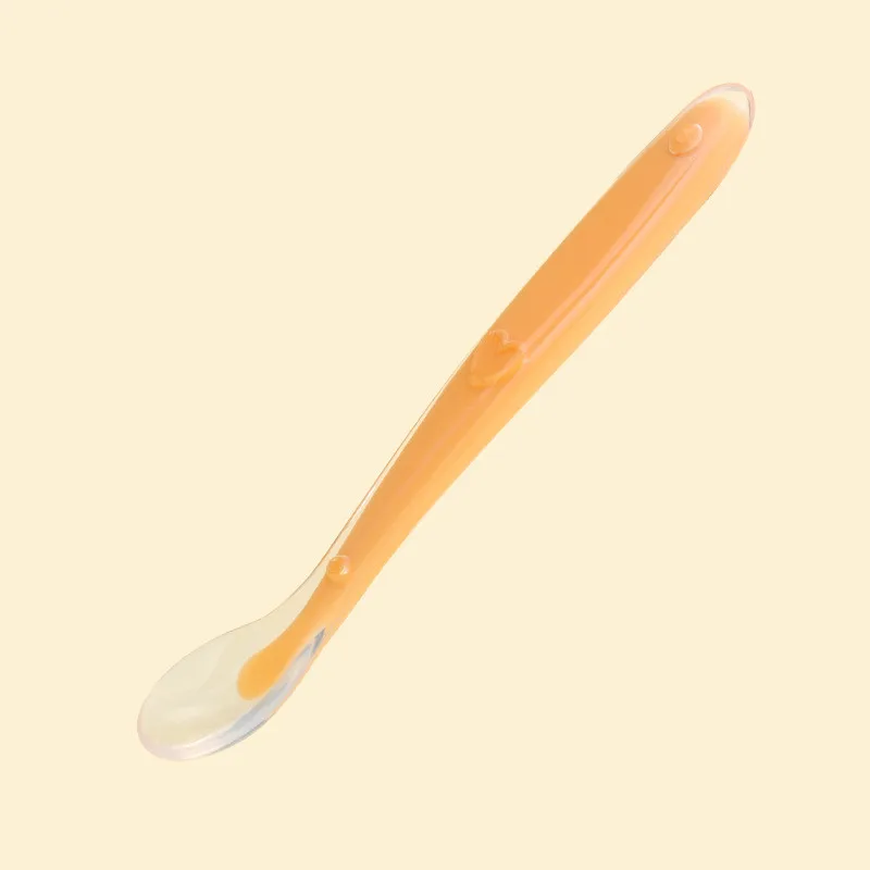 orange phoon Детские Ложки, силиконовая посуда для кормления, посуда для детей, столовые приборы, ложка, инструменты для лоскутного шитья, набор супов, половник - Цвет: orange phoon