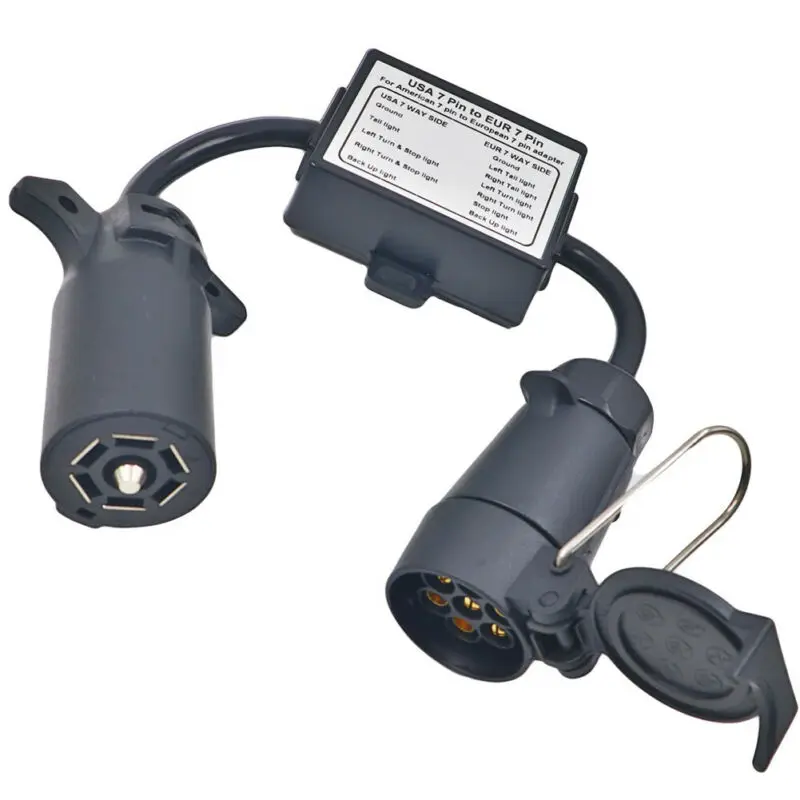 Trailer Light Converter USA To EU Trailer Light Converter US 7-Way Blade  Socket To EU 7-Pin Round Plug