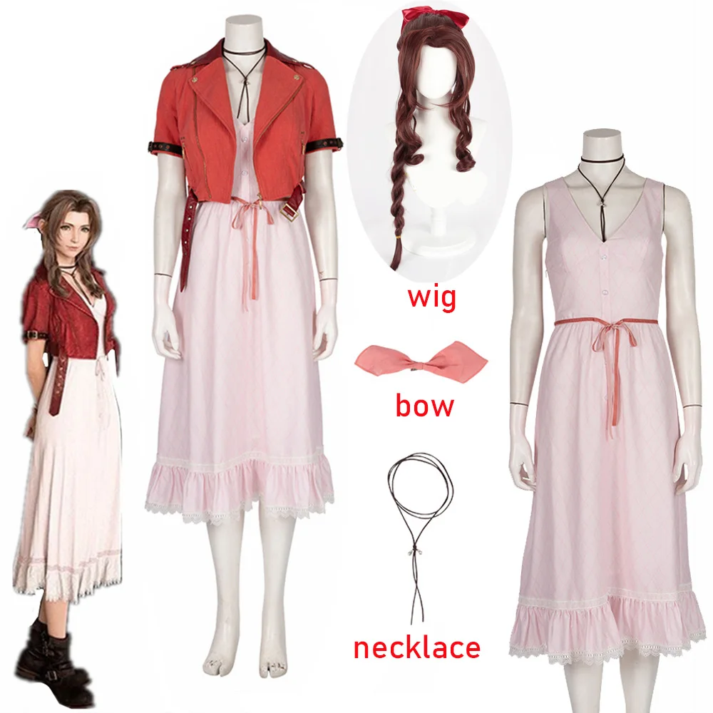Женский финальная фантазия VII Aeris Косплей FF7 Aerith Костюм брендовая игра косплей