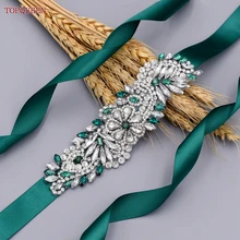 Topqueen s22 cinto de casamento verde diamante cinto strass cinto de luxo designer cintos para mulheres cinto de noiva e faixas cinto brilhante