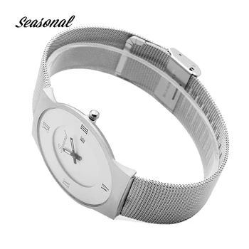 

Ultra-thin Watches Men Minimalist Style Wristwatch Milanese Mesh Strap Simple Roman Numerals Dial Quartz Watch Waterproof
